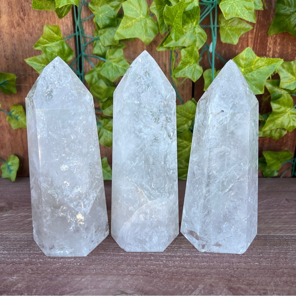 3 Piece Large Polished Quartz Crystal Points - 5 Pounds Wholesale Crystal Towers